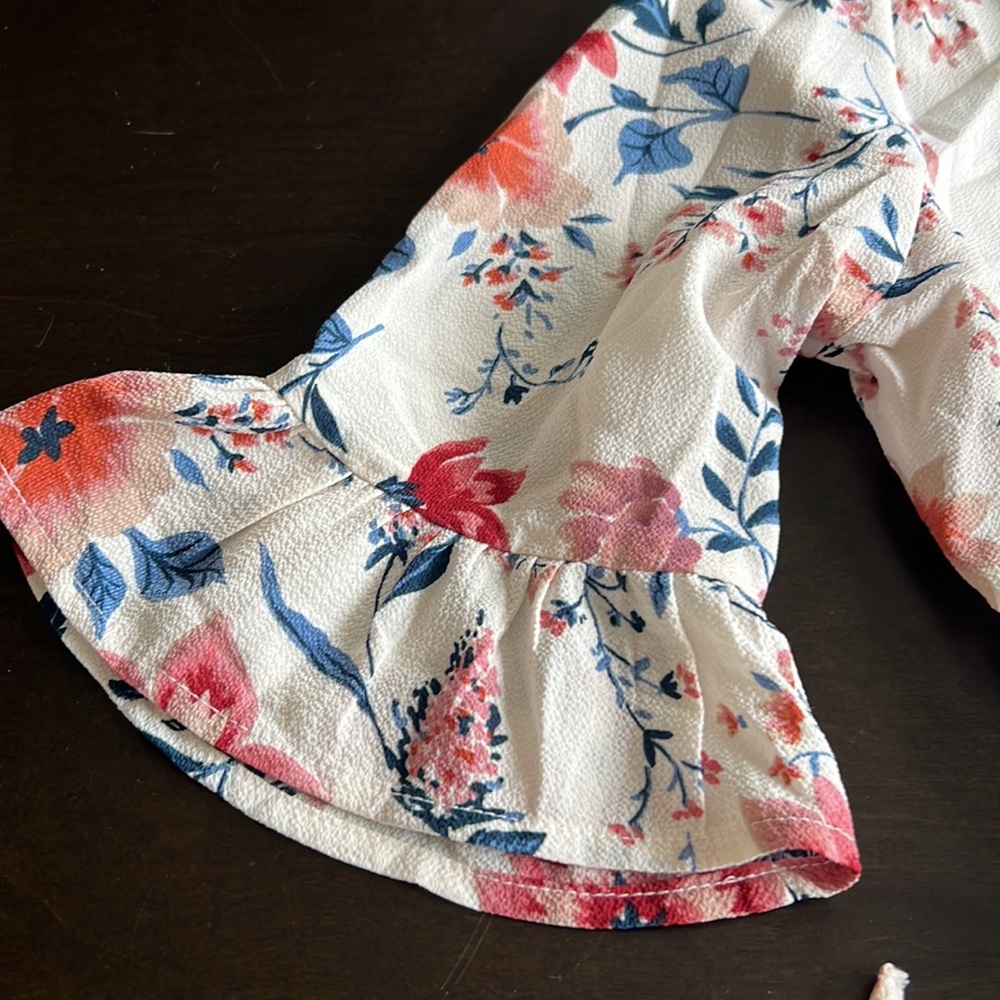 Floral 1/2 Sleeve Tie Blouse - Picture 13 of 14